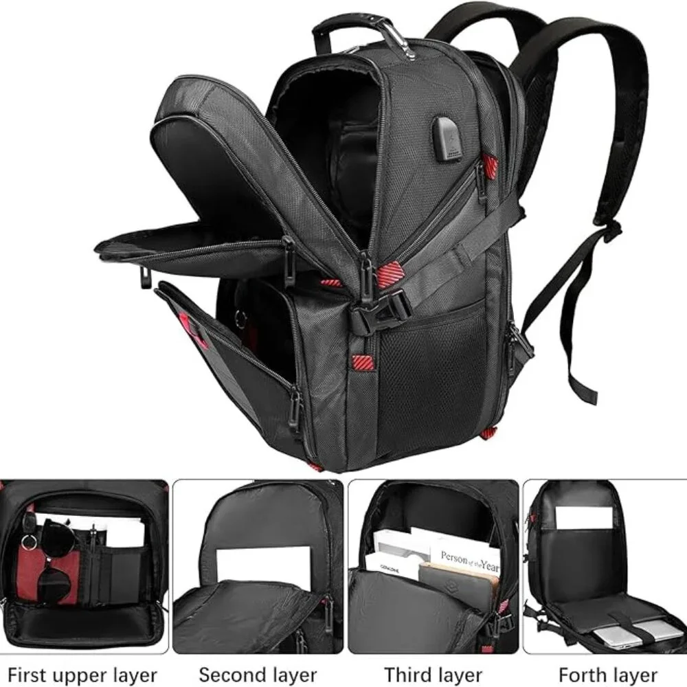NEW! Topnotch Water-resistant Backpack w/USB/Luggage Strap/Padded Laptop Pocket - Picture 3 of 16